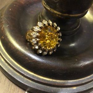 Fun ring with rhinestones and Citrine crystal